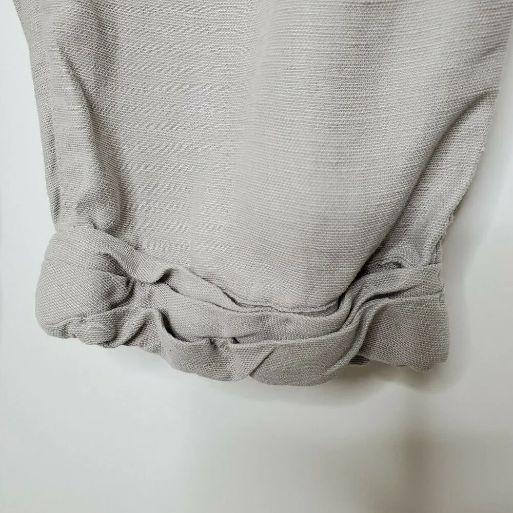 Wilfred Allant High Rise Cropped Pants 8 Oatmeal Linen Blend Roll Cuff Hem
